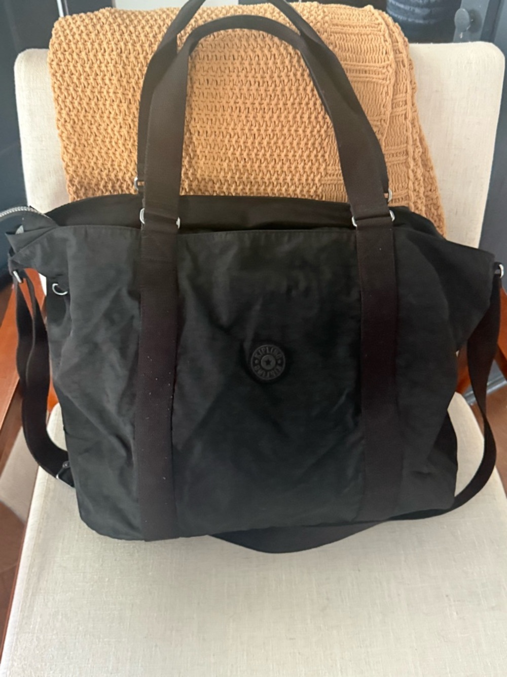 Kipling Black Nylon Duffel Bag with Dual Handles